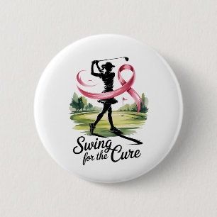 Swing for the Cure Golf Breast Cancer 6 Cm Round Badge