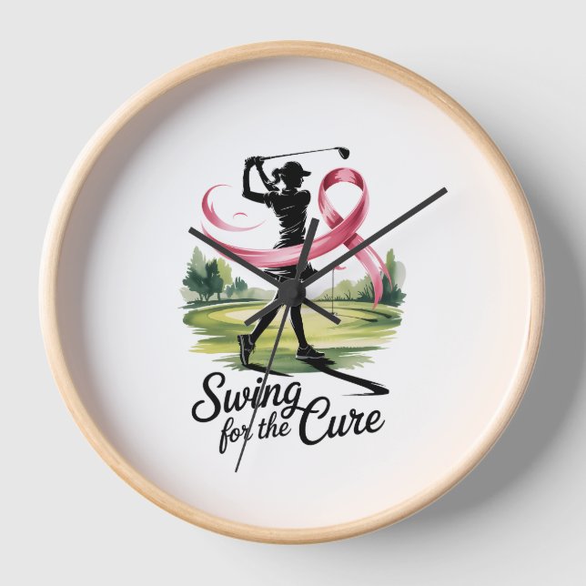 Swing for the Cure Golf Breast Cancer Clock (Front)