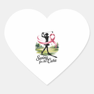 Swing for the Cure Golf Breast Cancer Heart Sticker
