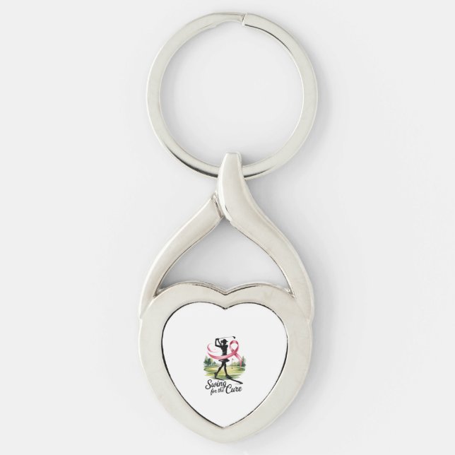 Swing for the Cure Golf Breast Cancer Key Ring (Front)