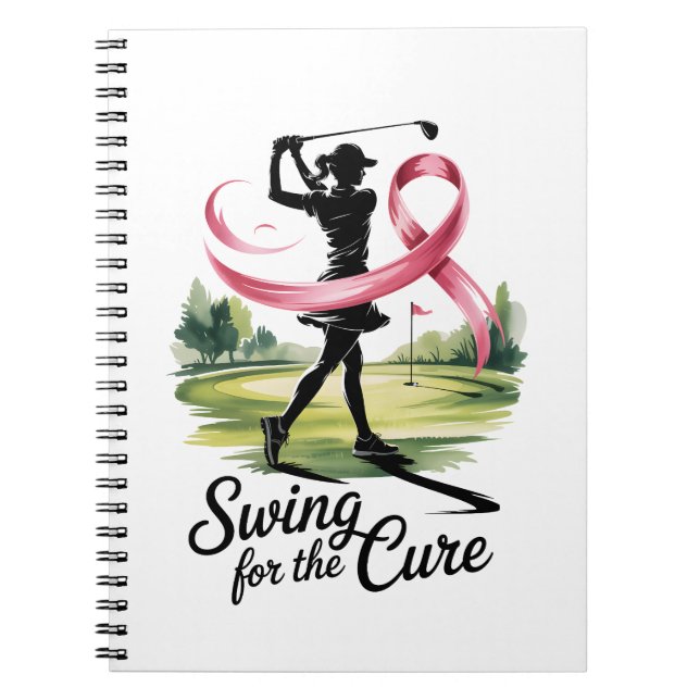 Swing for the Cure Golf Breast Cancer Notebook (Front)