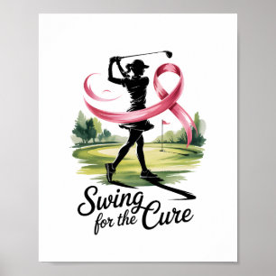 Swing for the Cure Golf Breast Cancer Poster