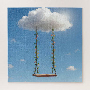 Swing Hanging From a Cumulus Cloud Jigsaw Puzzle