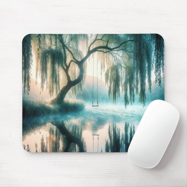 Swing Hanging From a Willow Tree Mouse Pad (With Mouse)