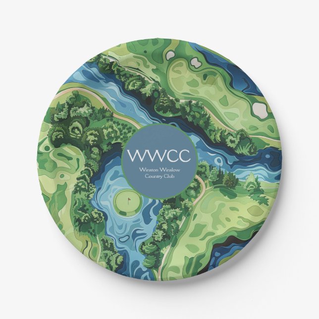 Swing into Fun: Golf Course Gala Paper Plate (Front)