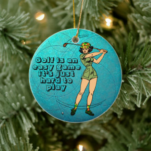 Swing into Laughter: Retro Golf  Ceramic Ornament