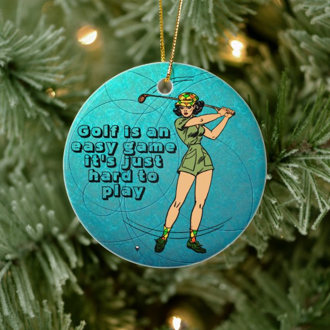 Swing into Laughter: Retro Golf  Ceramic Ornament (Tree)