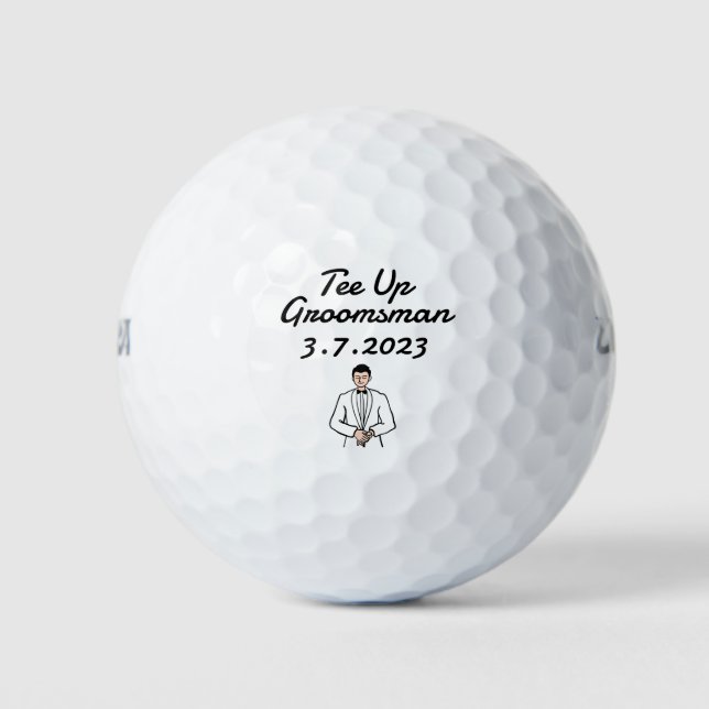 Swing into Style: Invite Your Groomsmen with a Cus Golf Balls (Front)