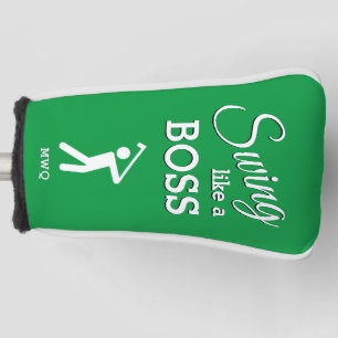 SWING LIKE A BOSS Green Monogram PUTTER Golf Head Cover
