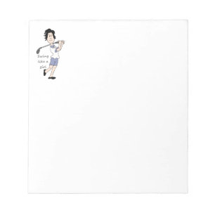 Swing like a Girl Fun Golf Quote & Cartoon Notepad