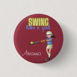 Swing Like A Girl Softball 3 Cm Round Badge