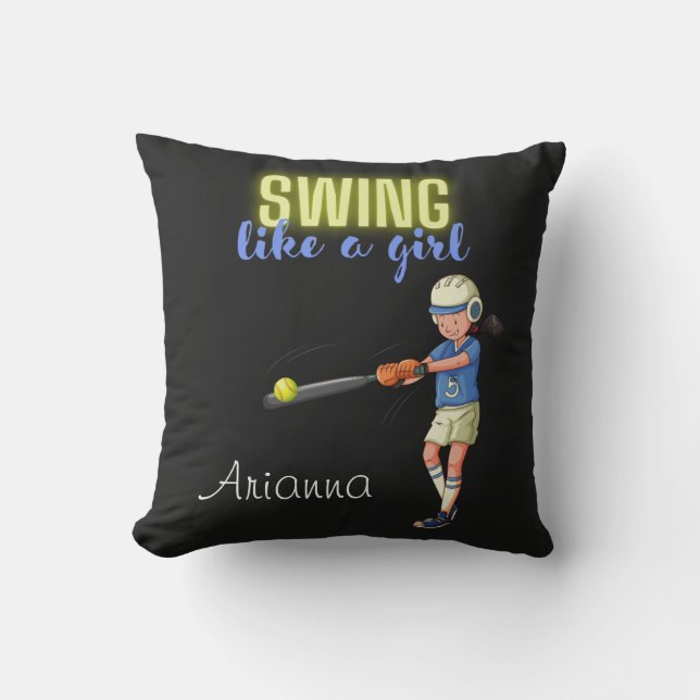 Swing Like A Girl Softball  Cushion (Front)