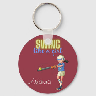 Swing Like A Girl Softball   Key Ring
