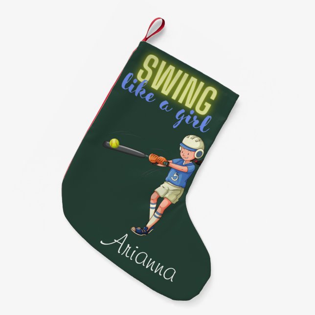Swing Like A Girl Softball   Small Christmas Stocking (Front (Hanging))