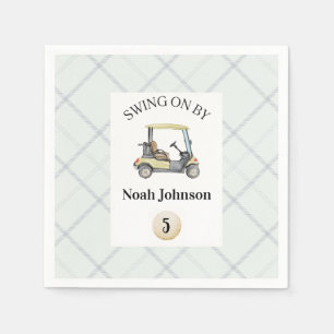 Swing on by Boy's 5th Birthday Par-tee Golf Napkin