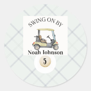 Swing on by Boys 5th Birthday Par-tee Golf Sticker