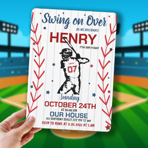 Swing on Over Baseball Birthday Party Invitation