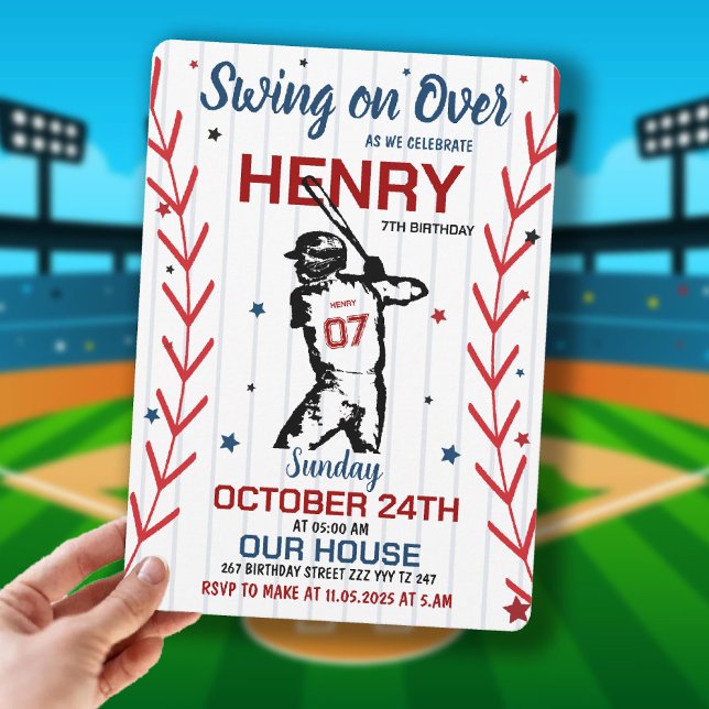 Swing on Over | Baseball Birthday Party Invitation (Swing on Over | Baseball Birthday Party Invitation)