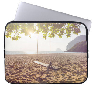 Swing on the Beach at Sunset Laptop Sleeve