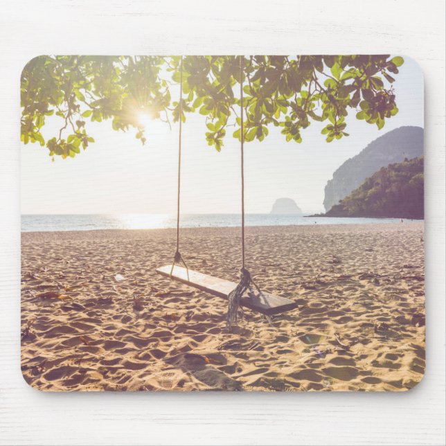 Swing on the Beach at Sunset Mouse Pad (Front)