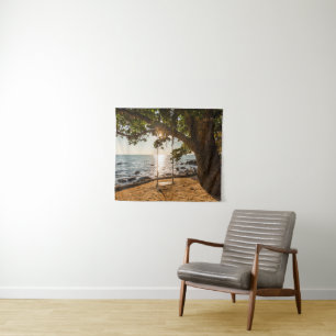 Swing on the Beach at Sunset Tapestry