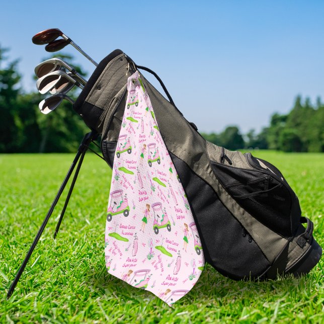 Swing Pink Golfer Breast Cancer Awareness Golf Towel (Swing for Hope: Unite on the Green with Our Breast Cancer Awareness Towel!)