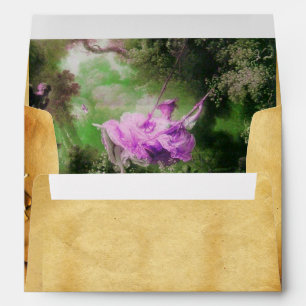 SWING, RED WAX SEAL PARCHMENT green purple violet Envelopes