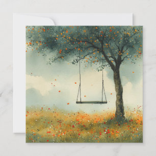 Swing Set Dreams: Echoes of Childhood Notecard