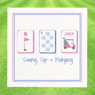 Swing, Sip, Mahjong / Golf-Themed Mahjong Party Napkin