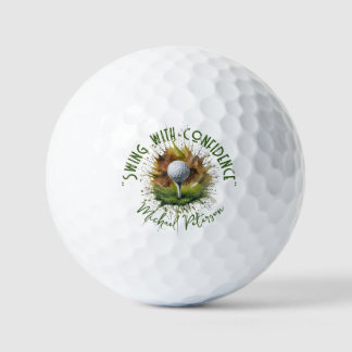 'Swing with Confidence' Golf Ball & Tee Splash Art