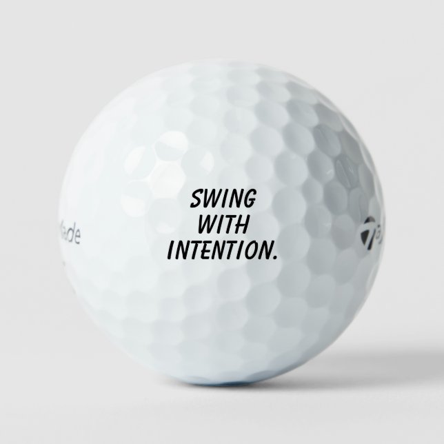 'Swing with intention' Mindset Motivational Gift   Golf Balls (Front)