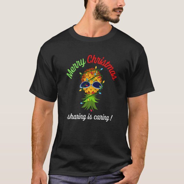 Swinger Upside Down Pineapple Christmas Lights T-Shirt (Front)