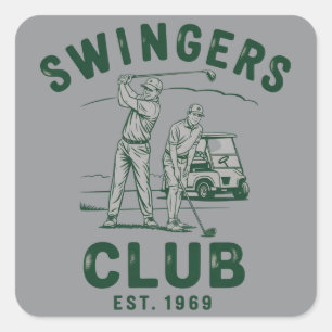 Swingers Club Funny Sarcastic Golfing Golfer Square Sticker
