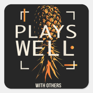 Swingers Lifestyle Funny Upside Down Pineapple Square Sticker