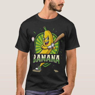 Swinging Banana Mascot Logo – Funny Baseball T-Shirt