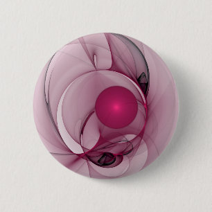 Swinging Fractal, Modern Abstract Berry Pink Art 6 Cm Round Badge