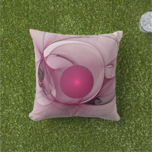 Swinging Fractal, Modern Abstract Berry Pink Art Cushion