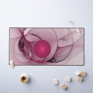 Swinging Fractal, Modern Abstract Berry Pink Art Desk Mat