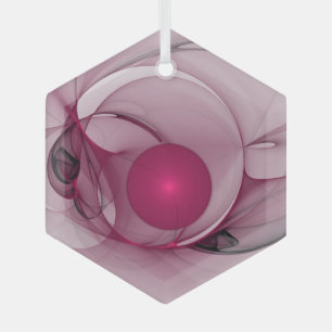 Swinging Fractal, Modern Abstract Berry Pink Art Glass Tree Decoration
