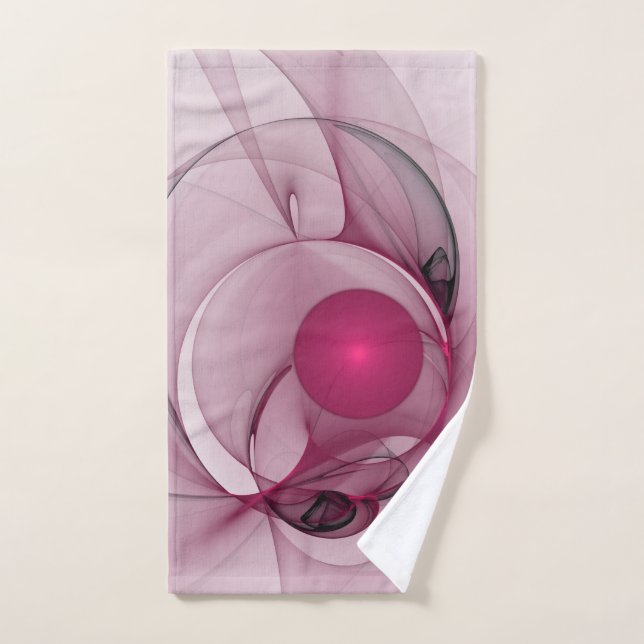 Swinging Fractal, Modern Abstract Berry Pink Art Hand Towel (Hand Towel)