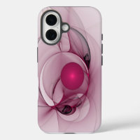 Swinging Fractal, Modern Abstract Berry Pink Art
