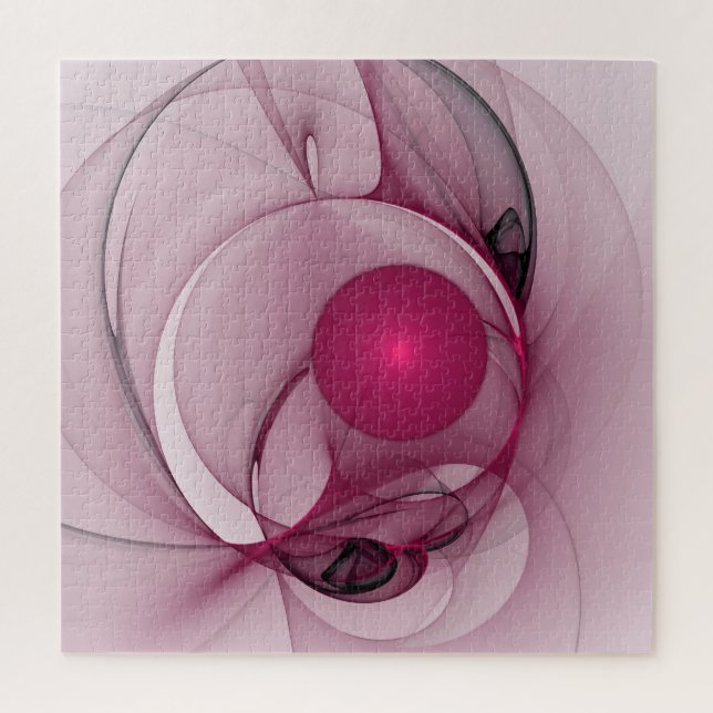 Swinging Fractal, Modern Abstract Berry Pink Art Jigsaw Puzzle (Vertical)