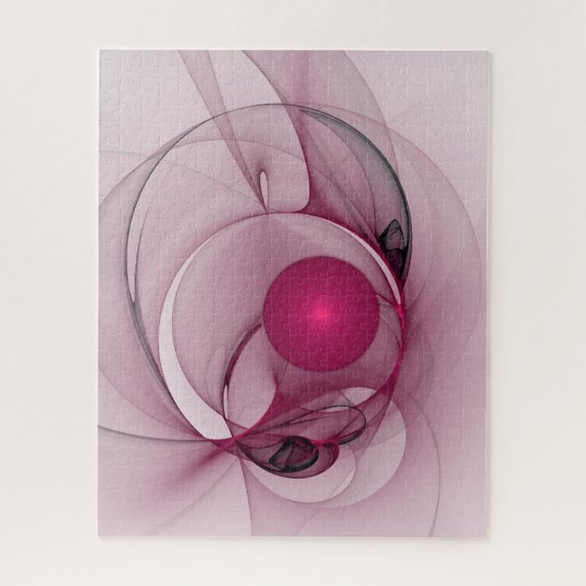 Swinging Fractal, Modern Abstract Berry Pink Art Jigsaw Puzzle (Vertical)