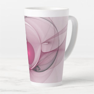 Swinging Fractal, Modern Abstract Berry Pink Art Latte Mug