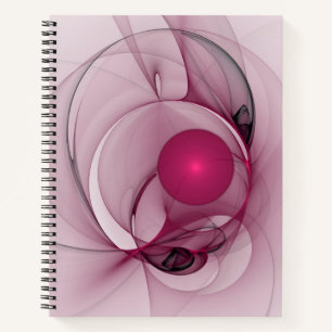 Swinging Fractal, Modern Abstract Berry Pink Art Notebook