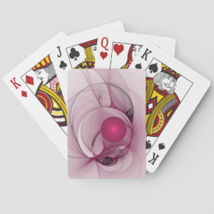 Swinging Fractal, Modern Abstract Berry Pink Art Playing Cards