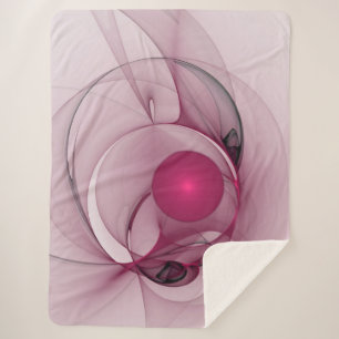 Swinging Fractal, Modern Abstract Berry Pink Art Sherpa Blanket