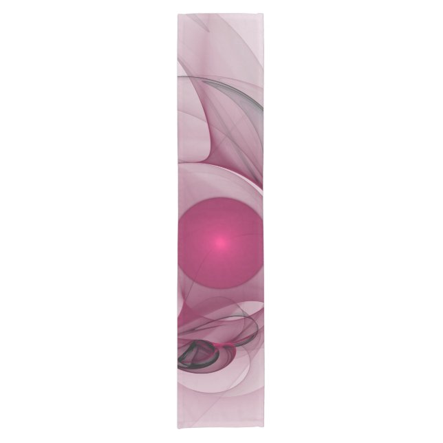 Swinging Fractal, Modern Abstract Berry Pink Art Short Table Runner (Front)