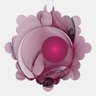 Swinging Fractal, Modern Abstract Berry Pink Art Tree Decoration Card