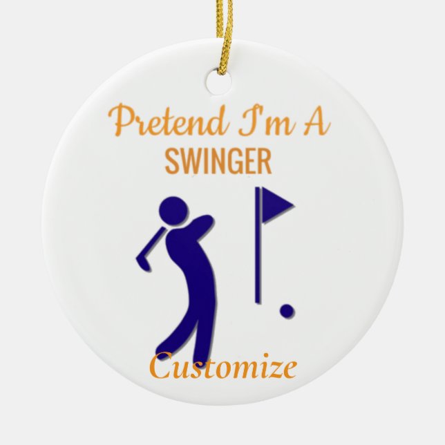 Swinging Golfer Thunder_Thunder_Cove Ceramic Ornament (Front)